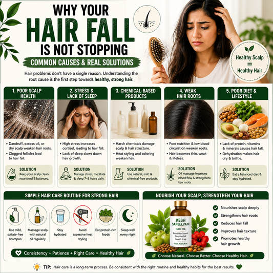 Why Your Hair Fall Is Not Stopping – Common Causes & Real Solutions