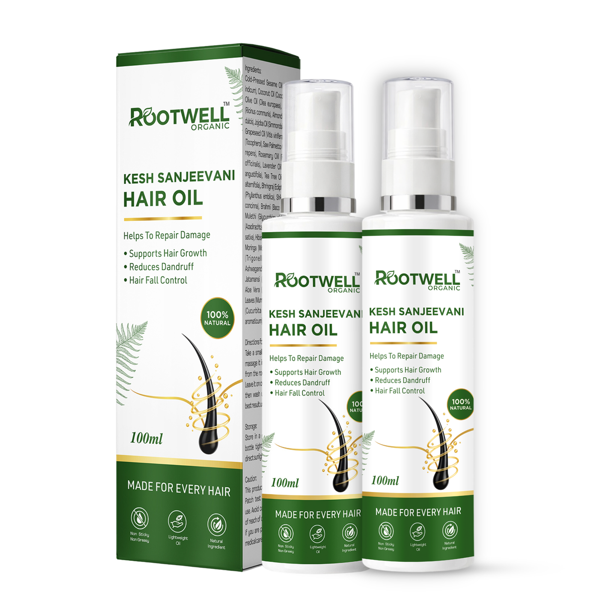 Rootwell Kesh Sanjeevani Hair Oil | Boost Hair Growth & Stop Hair Fall Naturally | Pack Of 2